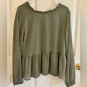 LOFT Green Peplum Blouse